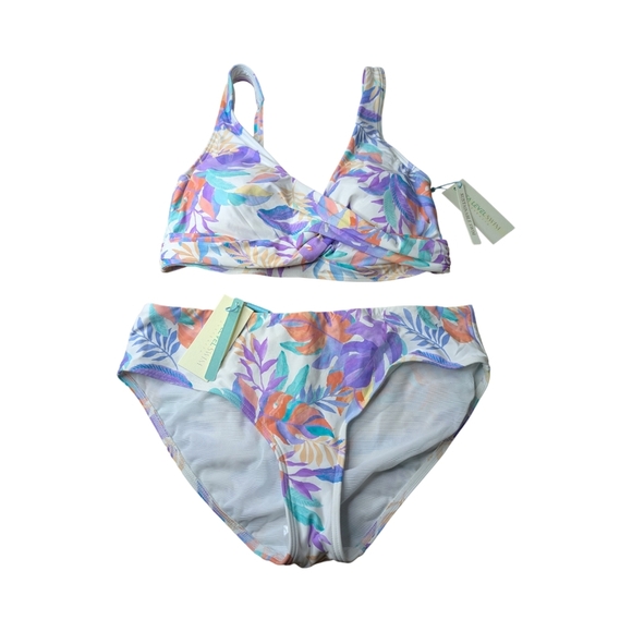 NWT Sea Level Botanica Cross Front Top + Mid Rise Bottom Swim Set Size 10 - Picture 8 of 12